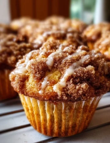 Delicious coffee cake muffins topped with crumbly streusel.