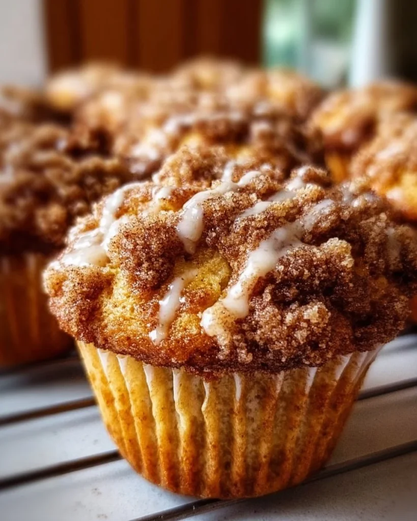 Delicious coffee cake muffins topped with crumbly streusel.