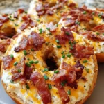 Creamy Bacon Cheddar Bagels with rich cheese and crispy bacon