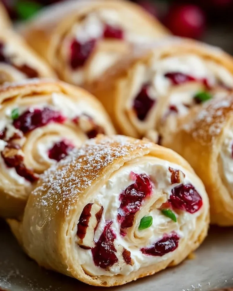 Festive Christmas Cranberry Roll Ups served on a festive platter