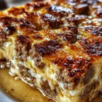 Delicious Pancake Sausage Casserole baked to perfection