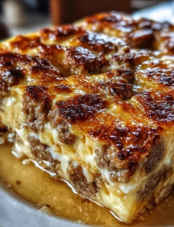 Delicious Pancake Sausage Casserole baked to perfection