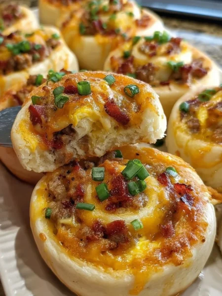 Freshly baked savory breakfast rolls filled with herbs and spices