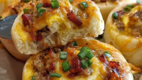 Freshly baked savory breakfast rolls filled with herbs and spices