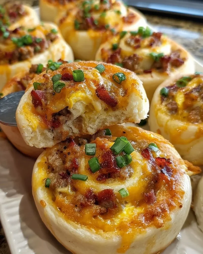Freshly baked savory breakfast rolls filled with herbs and spices