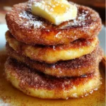 Delicious churro pancakes with chocolate sauce and cinnamon sugar topping