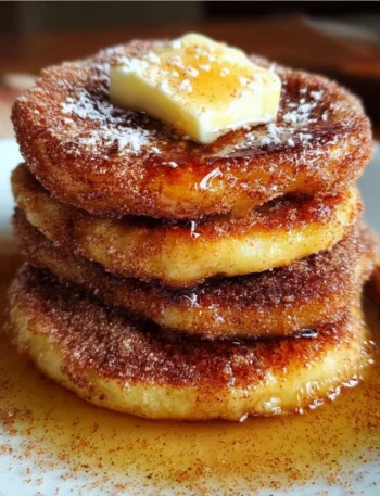 Delicious churro pancakes with chocolate sauce and cinnamon sugar topping