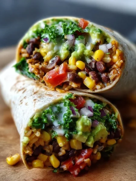 Quick and delicious 10-minute vegan burrito wraps on a colorful plate