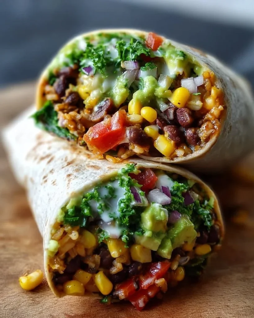 Quick and delicious 10-minute vegan burrito wraps on a colorful plate