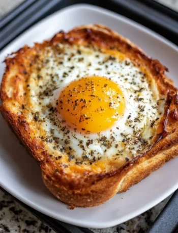 Delicious Air Fryer Egg and Cheese Toast served on a plate