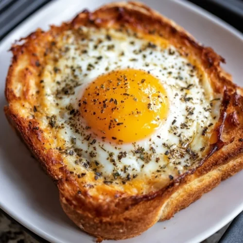 Delicious Air Fryer Egg and Cheese Toast served on a plate