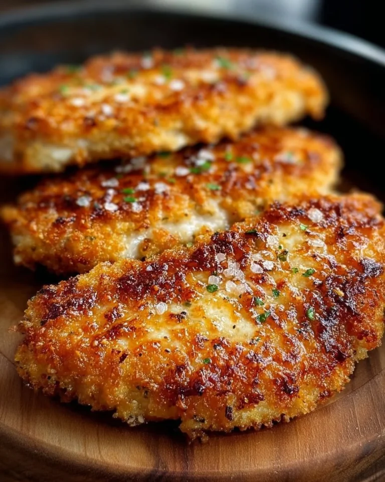 Air Fryer Parmesan Crusted Chicken garnished with herbs on a plate
