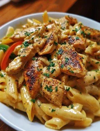Delicious Cajun Chicken Pasta served with fresh herbs and spices