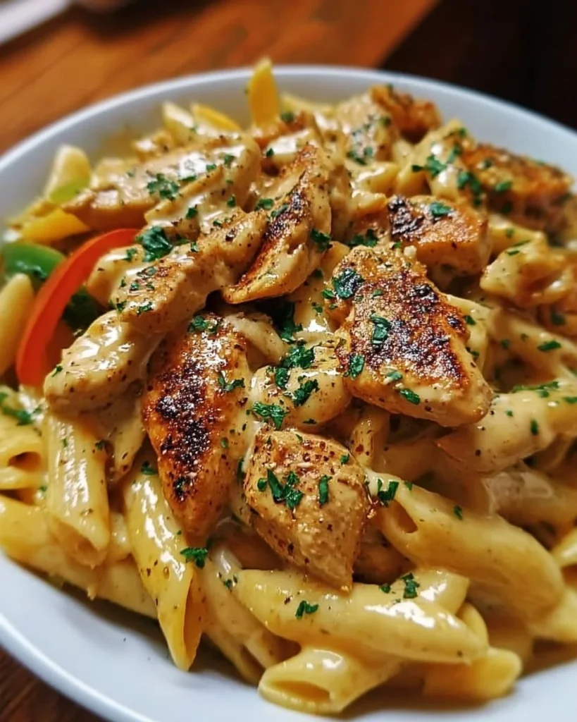 Delicious Cajun Chicken Pasta served with fresh herbs and spices
