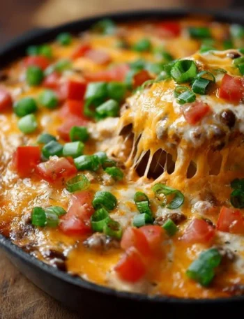 Delicious Cheesy Bean Dip served with tortilla chips