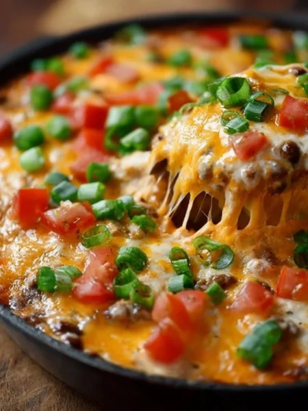 Delicious Cheesy Bean Dip served with tortilla chips