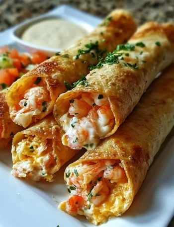 Delicious cheesy crab and shrimp taquitos served with salsa and lime.
