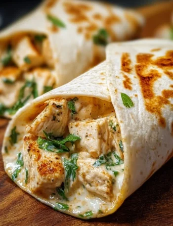 Delicious cheesy garlic chicken wraps ready to be enjoyed