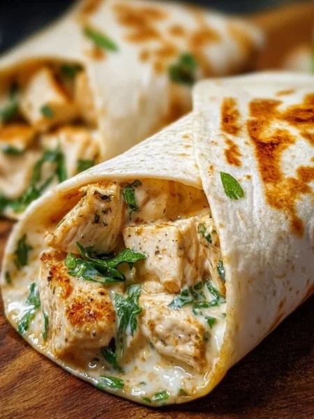Delicious cheesy garlic chicken wraps ready to be enjoyed