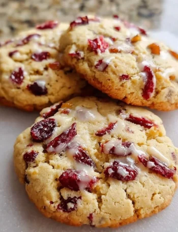 Chewy Christmas cranberry orange cookies on a decorative plate