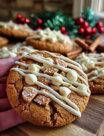 Chewy maple cinnamon cookies on a rustic wooden table