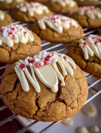 Chewy maple cinnamon cookies with white chocolate chips on a baking sheet.