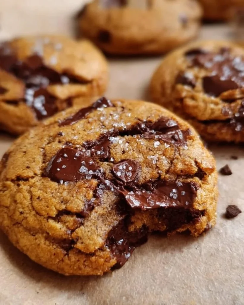 Chewy pumpkin chocolate chip cookies on a baking tray