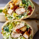 Delicious Chicken Caesar Wrap with lettuce and creamy dressing