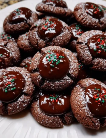 Delicious Chocolate Thumbprint Cookies with a smooth chocolate filling