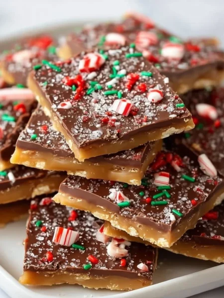 Delicious homemade Christmas Crack dessert with chocolate and nuts