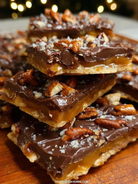 Delicious Christmas Crack made with Saltine crackers and toffee