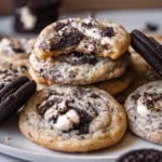 Delicious cookies and cream cookies on a plate ready to be enjoyed