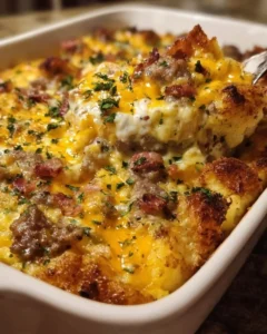 Delicious Crack Breakfast Casserole recipe served on a rustic table