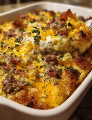 Delicious Crack Breakfast Casserole recipe served on a rustic table