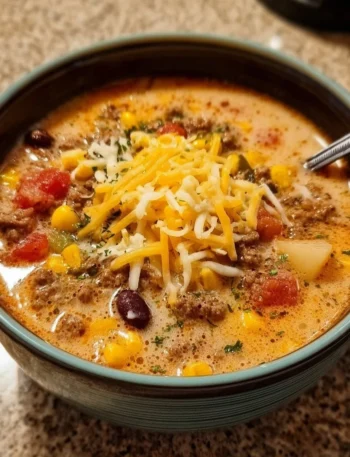 Creamy Cowboy Soup in a rustic bowl, perfect for cozy weeknight dinners.