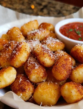Crispy air fryer gnocchi served with herbs and spices