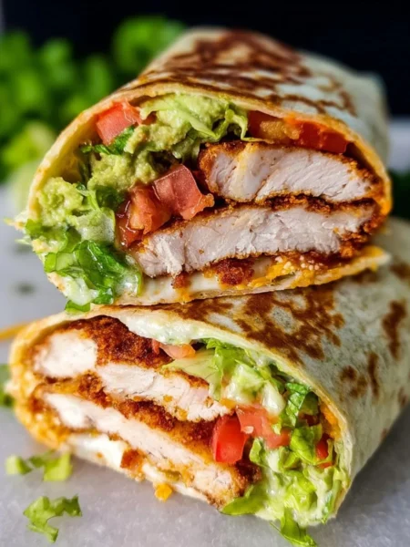 Crispy Chicken Wrap with fresh ingredients and crispy chicken filling
