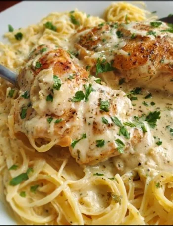 Delicious Crock Pot Angel Chicken recipe served with green vegetables.