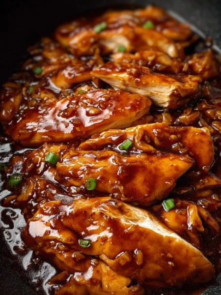 Crockpot honey garlic chicken served with rice and vegetables