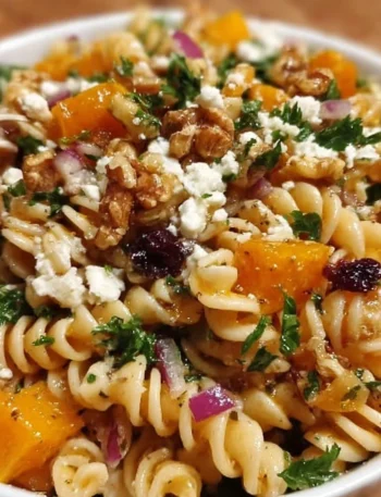 Vibrant Fall Harvest Pasta Salad with seasonal vegetables