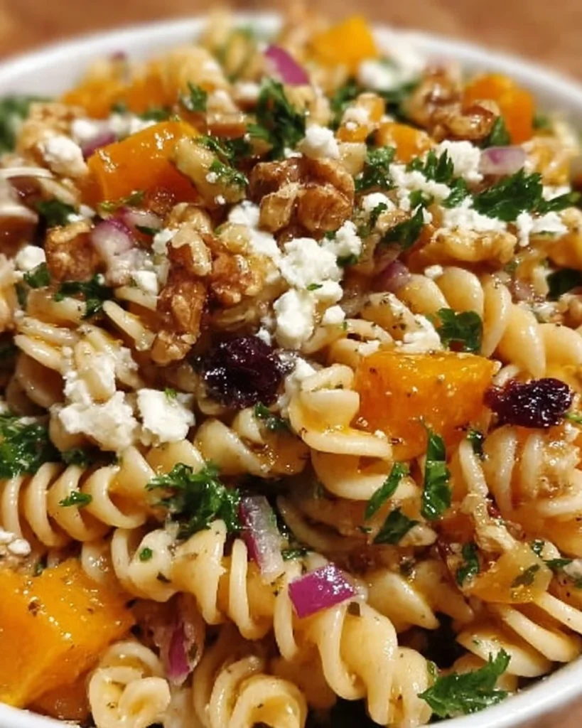 Vibrant Fall Harvest Pasta Salad with seasonal vegetables