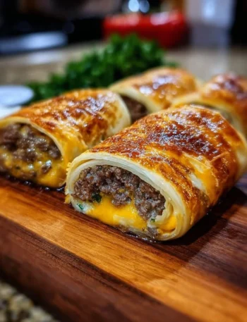 Garlic Butter Beef Cheeseburger Rollups served on a plate