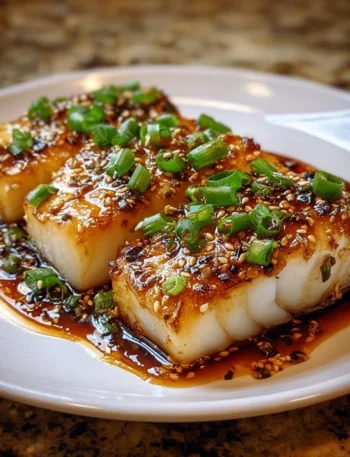 Delicious Ginger Soy Glazed Cod garnished with green onions