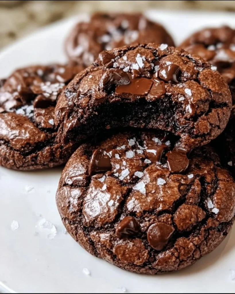 Decadent gourmet brownie cookies on a rustic wooden table