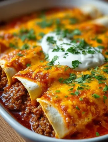 Delicious ground beef enchiladas topped with cheese and salsa