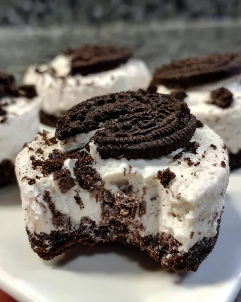 Healthy No-Bake Oreo Cheesecake Bites topped with crushed Oreos