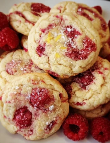 Lemon Raspberry Cookies with vibrant lemon and raspberry flavors on a plate