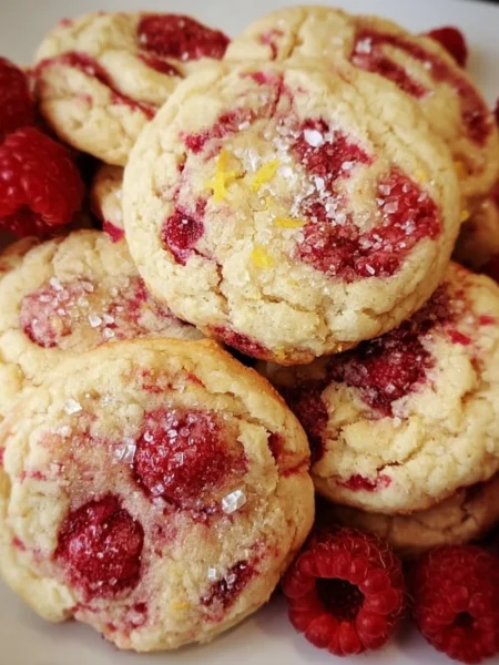Lemon Raspberry Cookies with vibrant lemon and raspberry flavors on a plate