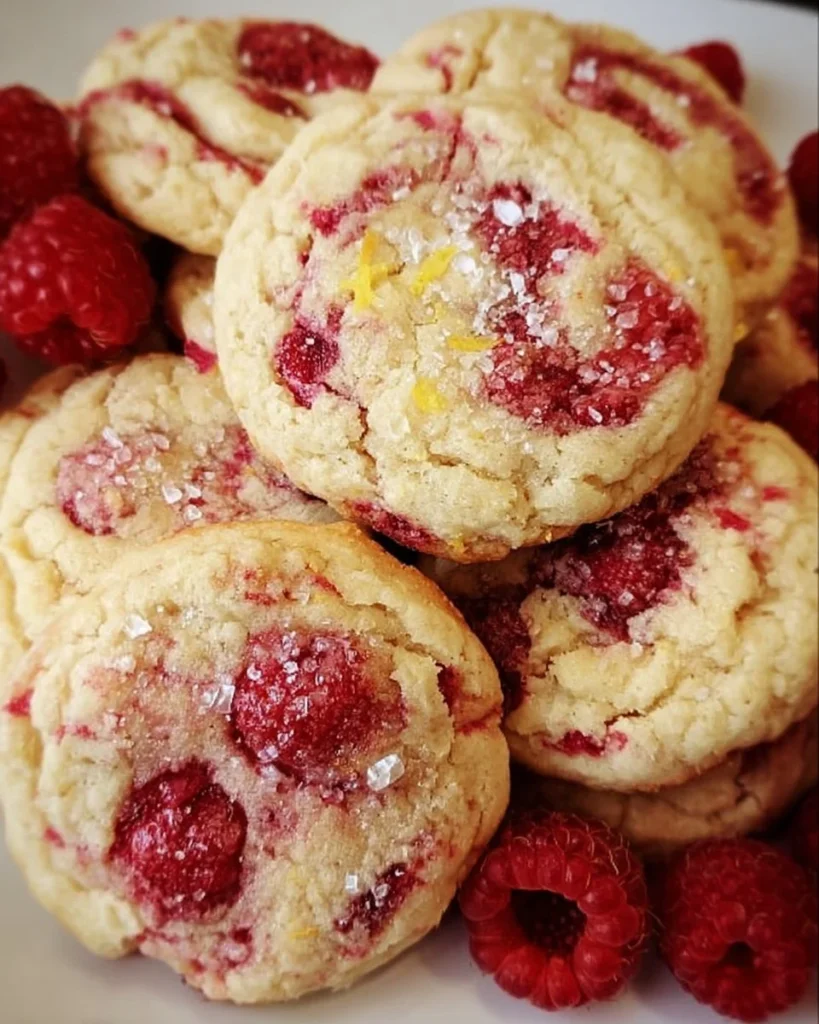 Lemon Raspberry Cookies with vibrant lemon and raspberry flavors on a plate