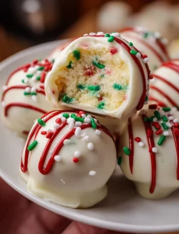 Delicious Little Debbie Christmas Tree Cake Truffles with festive decorations
